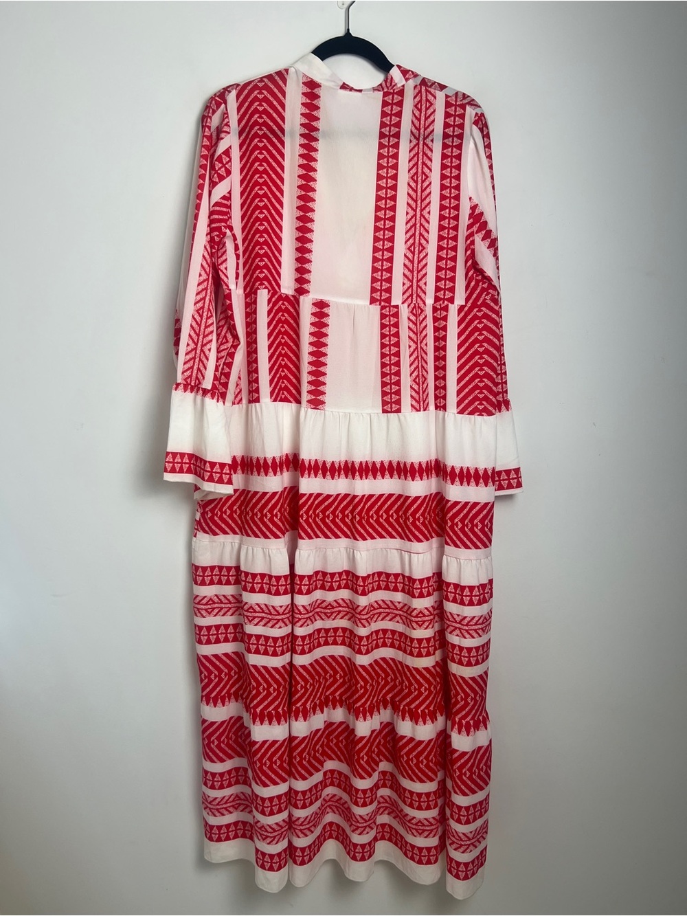NWOT Silk & Salt Large Red & White Summer Of Love Bohemian Tiered Maxi Dress - Picture 8 of 11